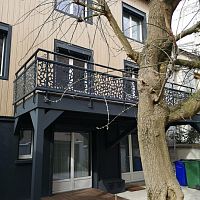 Aluminum railing Ambellyawith panelsperforated sheet metallaser-cut