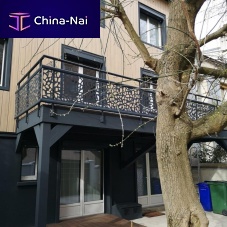 Aluminum railing Ambellyawith panelsperforated sheet metallaser-cut