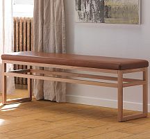 Contemporary upholstered bench MARCEAUfabricleatheroak base