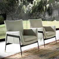 Contemporary armchair 5042leathercowhidesteel