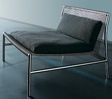 Contemporary fireside chair HI TECH fabricleatherstainless steel