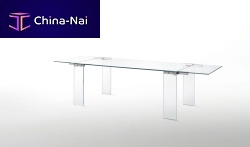 Contemporary table NAKED glassrectangularextending