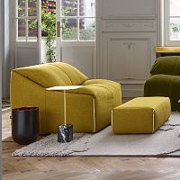 Contemporary armchair PLUMYfabricwith footrestwith removable cover