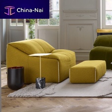 Contemporary armchair PLUMYfabricwith footrestwith removable cover