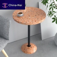 Contemporary bistro table M-4terrazzosteel baseround
