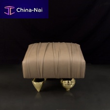 Traditional pouf IL PEZZO 1velvetleatherbrass