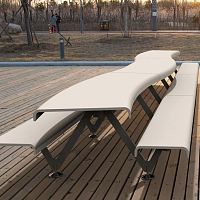 Contemporary table and bench set AIR � Coriginal designsheet steelpowder-coated steel