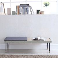 Contemporary upholstered bench OBISPOnatural oakgray