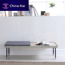 Contemporary upholstered bench OBISPOnatural oakgray