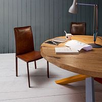 Contemporary chair CHICAGOindoorleatheriron base