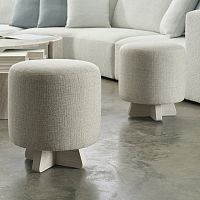 Contemporary ottoman PLAYA fabricroundupholstered
