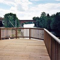 Wooden railing VERTICALwith barsoutdoorfor patio