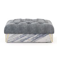 Contemporary ottoman Kozmusleatherpolished brassmarble