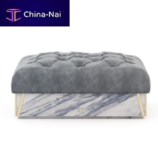 Contemporary ottoman Kozmusleatherpolished brassmarble
