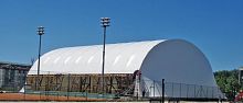 Metal frame tensile structure wooden framewith PVC membranefor stadium