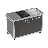 Mobile kitchen INDUCTION TOP & TEPPANYAKI STATIONcontemporarystainless steelwith handle