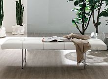 Contemporary upholstered bench Egofabricleatherchrome steel base