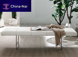 Contemporary upholstered bench Egofabricleatherchrome steel base