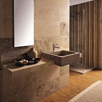 Wall-mounted washbasin AQUAcountertopnatural stonewith adjustable mirror