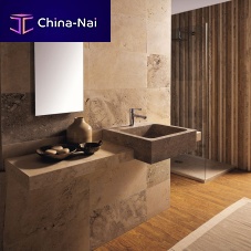 Wall-mounted washbasin AQUAcountertopnatural stonewith adjustable mirror