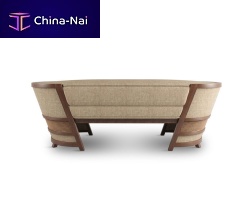 Contemporary upholstered bench Lordlinenwalnut basewooden