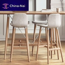 Contemporary stool SEED plasticwooden basemetal base