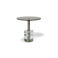 Contemporary pedestal table LAGUNAglassmetal basecircular