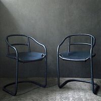 Contemporary dining chair CARIBOUindoorleathermetal base