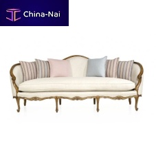 Louis XV style sofa TREVISAN fabricleatherbeige