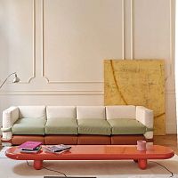 Contemporary coffee table EXPLORER lacquered MDFpainted steel baseoval