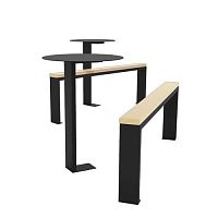 Contemporary high bar table INGgalvanised steelgalvanised steel baseoval