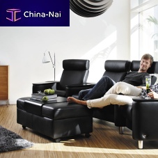 Contemporary footrest DOUBLEfabricleatheron casters