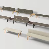 Contemporary bench PLANIAleatherfabricwith backrest