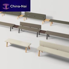 Contemporary bench PLANIAleatherfabricwith backrest