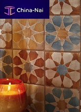 Indoor tile wallterracottageometric pattern