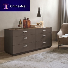 Contemporary chest of drawers Skinoakwalnutmarble