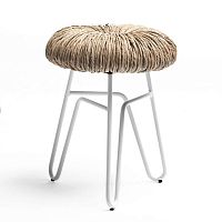Contemporary stool DONUTstrawmetal basewhite