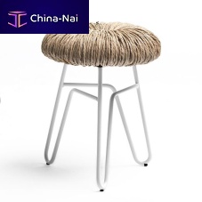 Contemporary stool DONUTstrawmetal basewhite