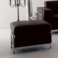 Contemporary ottoman JAVA fabricleatherchrome steel