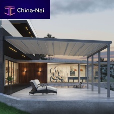 Wall-mounted pergola SUBULATE - QUERCUS MINIMApainted aluminumfabric canopyretractable