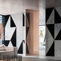 Interior wall-covering ORIZZONTEwoodenceramicleather