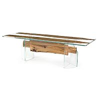 Contemporary table VENEZIAwoodentempered glasstempered glass base