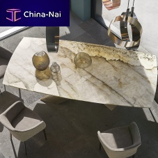 Contemporary table LIVINGmarblenatural stonemetal base