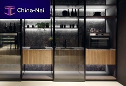 Self-supporting shelving system SKELETONcontemporaryanodized aluminumsmoked glass