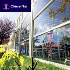Glass windbreak panel TRIPLE MOTION commercial
