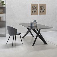 Contemporary table VERTIGOglassmarblesteel base
