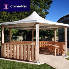 Wooden gazebo SPG311steelfabric rooffor public space