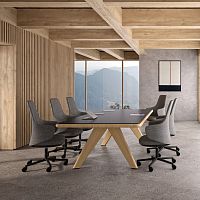 Contemporary chair CALMAfabricleatherwooden