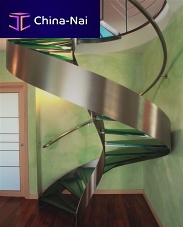 Straight staircase PRIVATE VILLAquarter-turnhelicalglass step