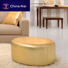 Contemporary pouf synthetic leatherroundgolden